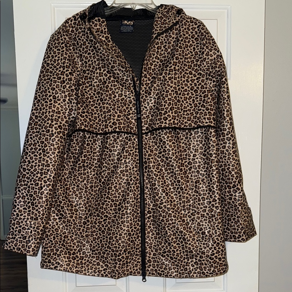 Charles River Rain Coat with Leopard Print